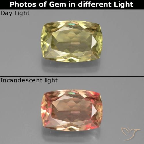 Diaspore Couleur Changeant Jaune moyen naturelle Coussin, 4.89 ct, SI