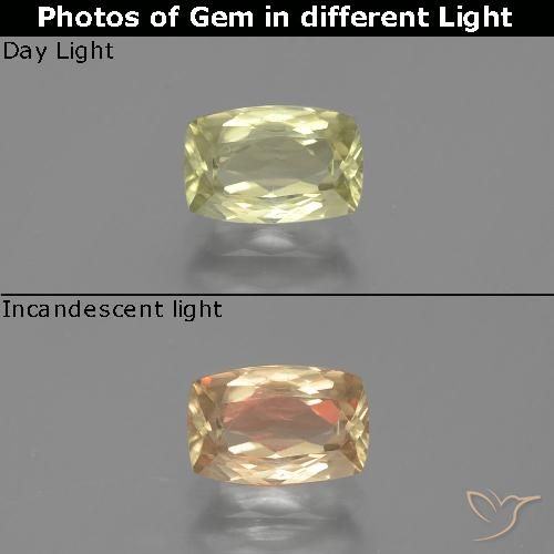 0.93ct Naturel Jaune clair Diaspore Couleur Changeant, Coussin, VVS-VS