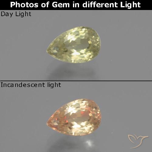 1.10ct Naturel Jaune très clair Diaspore Couleur Changeant, En forme de poire, VS