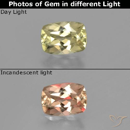 0.81ct Naturel Jaune doré clair Diaspore Couleur Changeant, Coussin, VVS