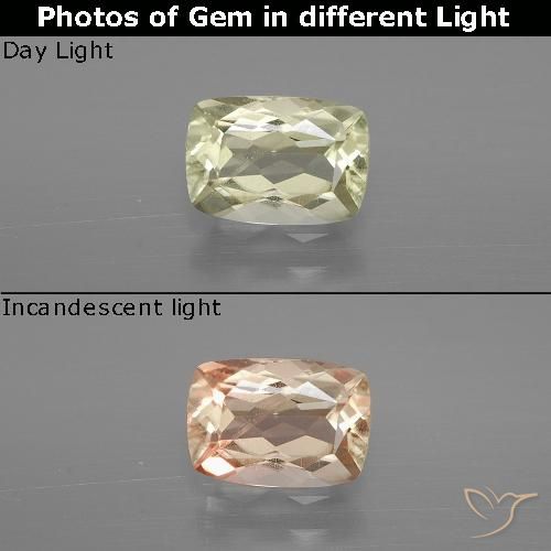 1.13ct Naturel Jaune pâle Diaspore Couleur Changeant, Coussin, VS
