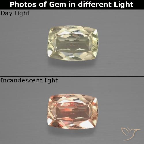 1.15ct Naturel Jaune très clair Diaspore Couleur Changeant, Coussin, VVS-VS