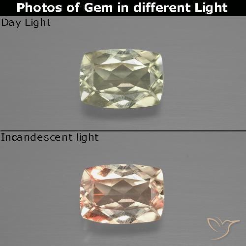 1.16ct Naturel Jaune pâle Diaspore Couleur Changeant, Coussin, VS