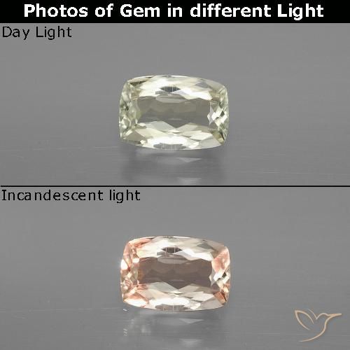 1.10ct Naturel Jaune clair Diaspore Couleur Changeant, Coussin, VS
