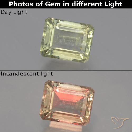 1.41ct Naturel Jaune très clair Diaspore Couleur Changeant, Taille émeraude, VS-SI