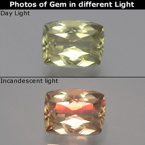 Diaspore Couleur Changeant Vert / rose naturelle Coupe coussin, 1.66 ct, VVS-VS