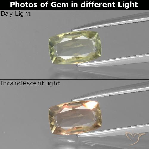 1.05ct Naturel Jaune très clair Diaspore Couleur Changeant, Coussin, VS-SI