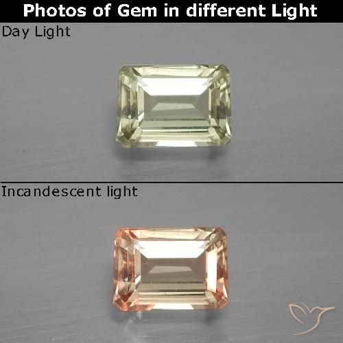 1.01ct Naturel Jaune clair Diaspore Couleur Changeant, Taille émeraude, VS