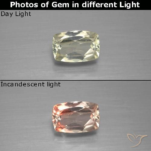 0.94ct Naturel Jaune très clair Diaspore Couleur Changeant, Coussin, VVS-VS