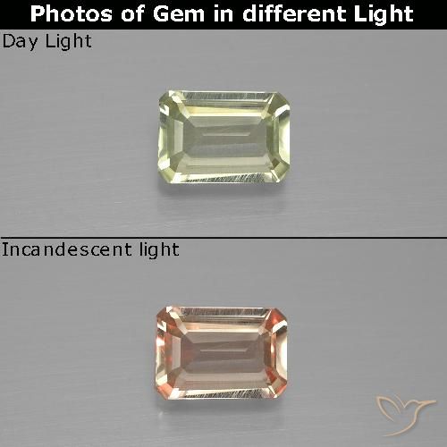 Diaspore Couleur Changeant Jaune brunâtre naturelle Octogone / coupe Émeraude, 0.86 ct, VVS-VS