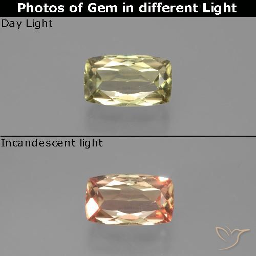 1.37ct Naturel Jaune très pâle Diaspore Couleur Changeant, Coussin, VS