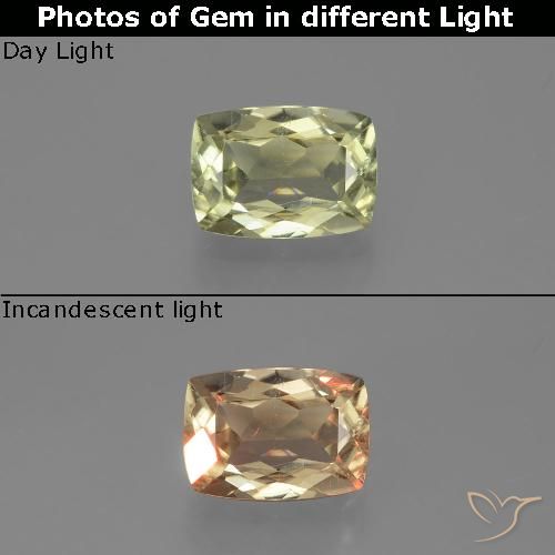 1.14ct Naturel Jaune clair Diaspore Couleur Changeant, Coussin, VS