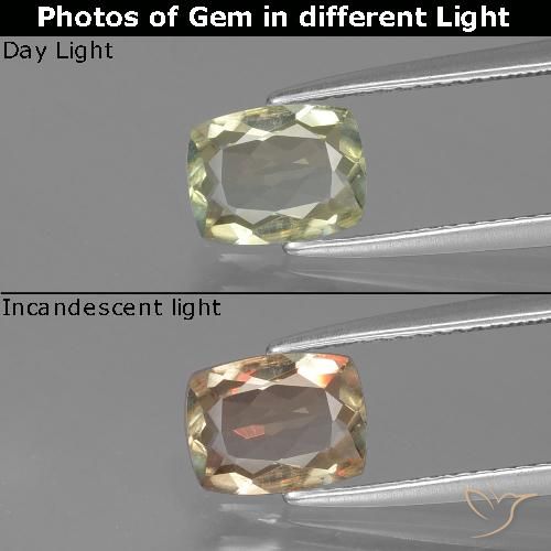 Diaspore Couleur Changeant Jaune clair naturelle Coussin, 1.14 ct, VS