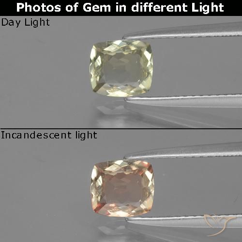 1.05ct Naturel Jaune très clair Diaspore Couleur Changeant, Coussin, VVS-VS
