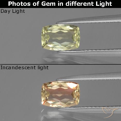 1.39ct Naturel Jaune clair Diaspore Couleur Changeant, Coussin, VS