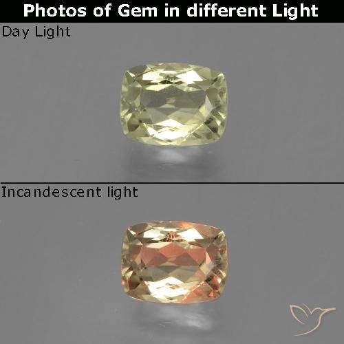 1.37ct Naturel Jaune clair Diaspore Couleur Changeant, Coussin, VS