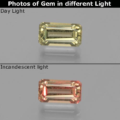Diaspore à changement de couleur jaune naturelle taille émeraude, 1,60 ct, VS