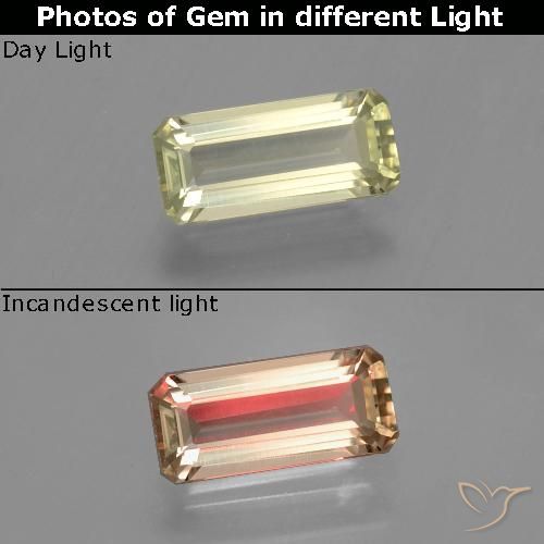 1.22ct Naturel Jaune terreux Diaspore Couleur Changeant, Taille émeraude, VVS-VS