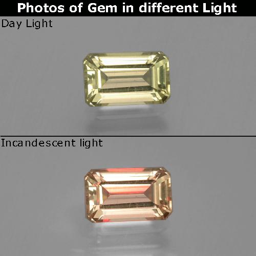 Diaspore à changement de couleur jaune naturelle taille émeraude, 1,10 ct, VS