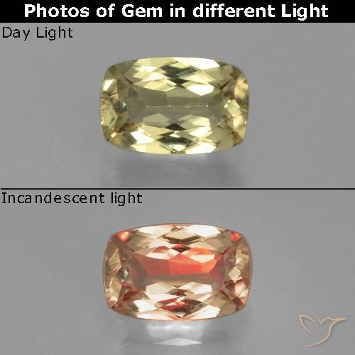 1.25ct Naturel Jaune très clair Diaspore Couleur Changeant, Coussin, VVS-VS