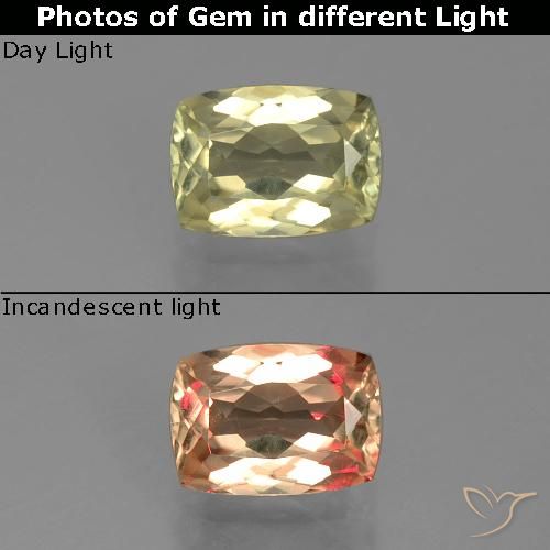 1.06ct Naturel Jaune très clair Diaspore Couleur Changeant, Coussin, VVS-VS