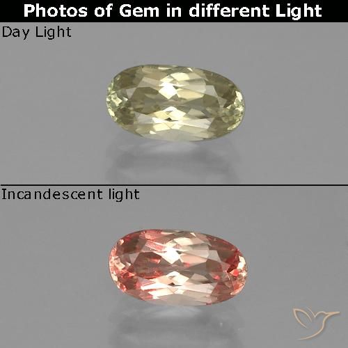 Diaspore Couleur Changeant Jaune clair naturelle ovale, 1.04 ct, VVS-VS