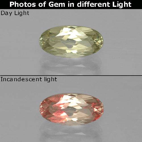 Diaspore Couleur Changeant Jaune très clair naturelle Coupe ovale, 1.36 ct, VVS-VS