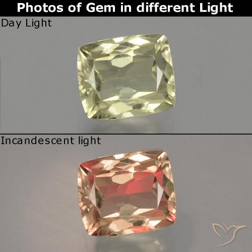 1.08ct Naturel Jaune pâle Diaspore Couleur Changeant, Coussin, VS