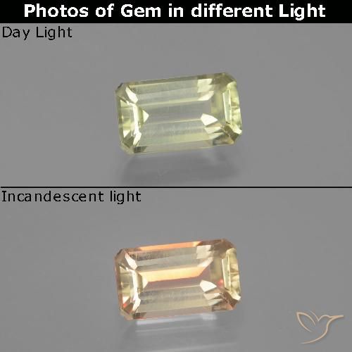Diaspore Couleur Changeant Jaune clair naturelle Octogone / coupe Émeraude, 1.62 ct, VVS-VS