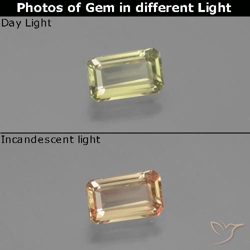 1.07ct Naturel Jaune clair Diaspore Couleur Changeant, Taille émeraude, VS