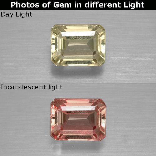 Diaspore Couleur Changeant Jaune doré clair naturelle Taille émeraude, 1.11 ct, VVS-VS