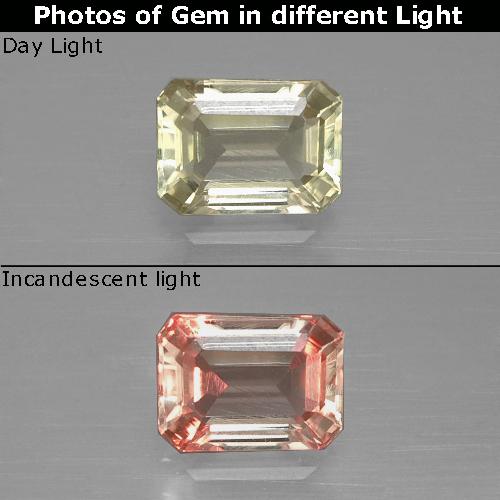 Diaspore Couleur Changeant Jaune clair naturelle Taille émeraude, 1.28 ct, VVS-VS