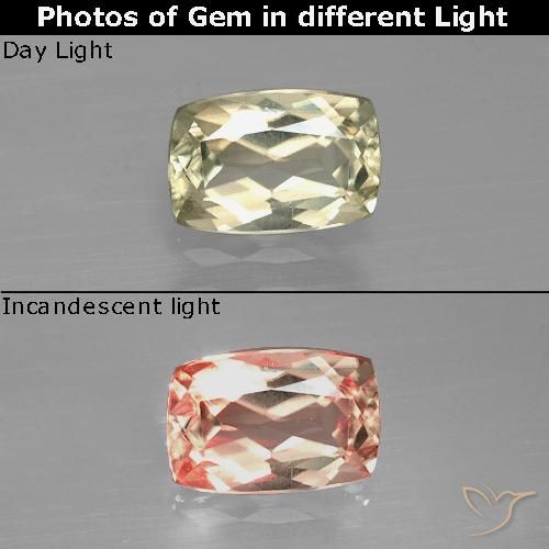 1.04ct Naturel Jaune clair Diaspore Couleur Changeant, Coussin, VVS