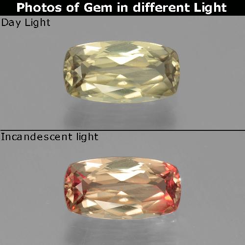 Diaspore Couleur Changeant Jaune doré clair naturelle Coupe coussin, 1.30 ct, VVS-VS