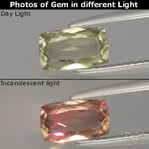 Diaspore Couleur Changeant Jaune doré clair naturelle Coupe coussin, 1.15 ct, VVS-VS