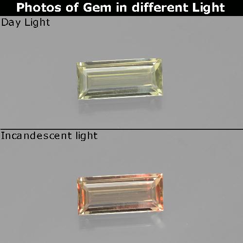Diaspore à changement de couleur jaune naturelle baguette, 1,32 ct, VVS