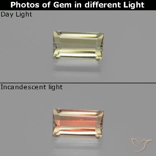 Diaspore Couleur Changeant Jaune clair naturelle Baquette, 1.39 ct, VVS
