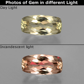 Diaspore Couleur Changeant Vert / rose naturelle Coupe coussin, 1.35 ct, VVS-VS