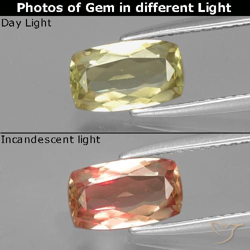 1.16ct Naturel Jaune très clair Diaspore Couleur Changeant, Coussin, VS