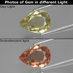 Diaspore à changement de couleur  naturelle en forme de poire, 1,02 ct, VVS-VS