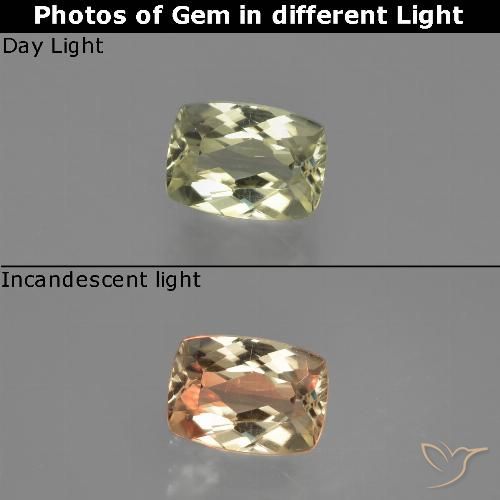1.14ct Naturel Jaune clair Diaspore Couleur Changeant, Coussin, VVS-VS