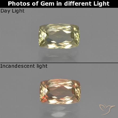 1.16ct Naturel Jaune clair Diaspore Couleur Changeant, Coussin, VVS-VS