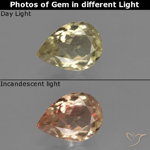 1.10ct Naturel Jaune brunâtre Diaspore Couleur Changeant, En forme de poire, VS
