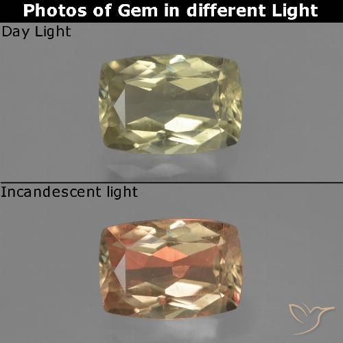 1.18ct Naturel Jaune clair Diaspore Couleur Changeant, Coussin, VS
