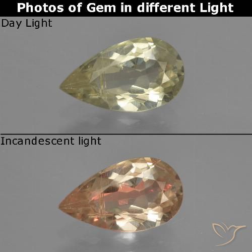 1.37ct Naturel Jaune clair Diaspore Couleur Changeant, En forme de poire, VS-SI