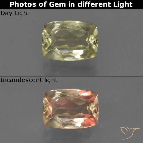 1.04ct Naturel Jaune brunâtre Diaspore Couleur Changeant, Coussin, VS