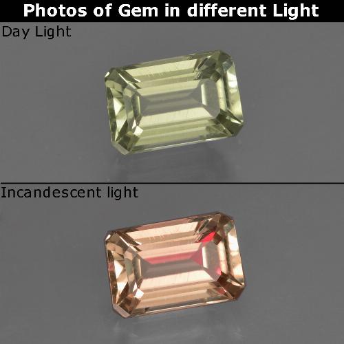 Diaspore à changement de couleur jaune naturelle taille émeraude, 0,97 ct, VVS-VS