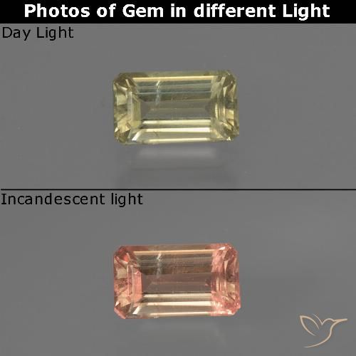 Diaspore Couleur Changeant Jaune chaud naturelle Octogone / coupe Émeraude, 0.68 ct, VS-SI