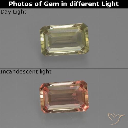 0.71ct Naturel Jaune clair Diaspore Couleur Changeant, Taille émeraude, VS