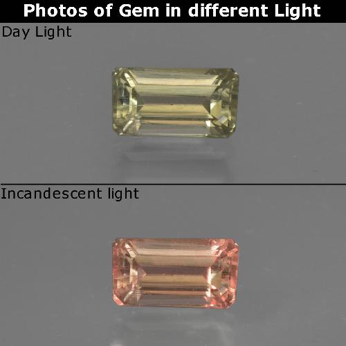 Diaspore à changement de couleur jaune naturelle taille émeraude, 0,76 ct, VS